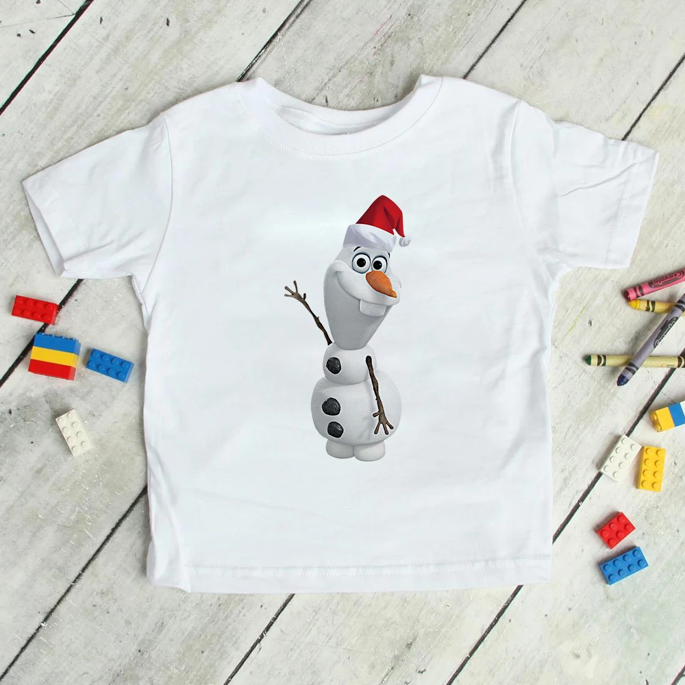 tops for children's	 Olaf of Skiing T-shirt Top Frozen II T Shirt Children Tshirt Loose White Short Sleeve Girls New Kids Generation Harajuku Tee t shirt green child	