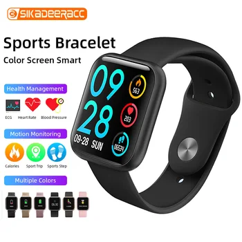 

P80 Simple Band Bluetooth Wristband Sports Bracelet Touch Control Watch Blood Pressure Monitor Heart Rate Fitness Color Screen