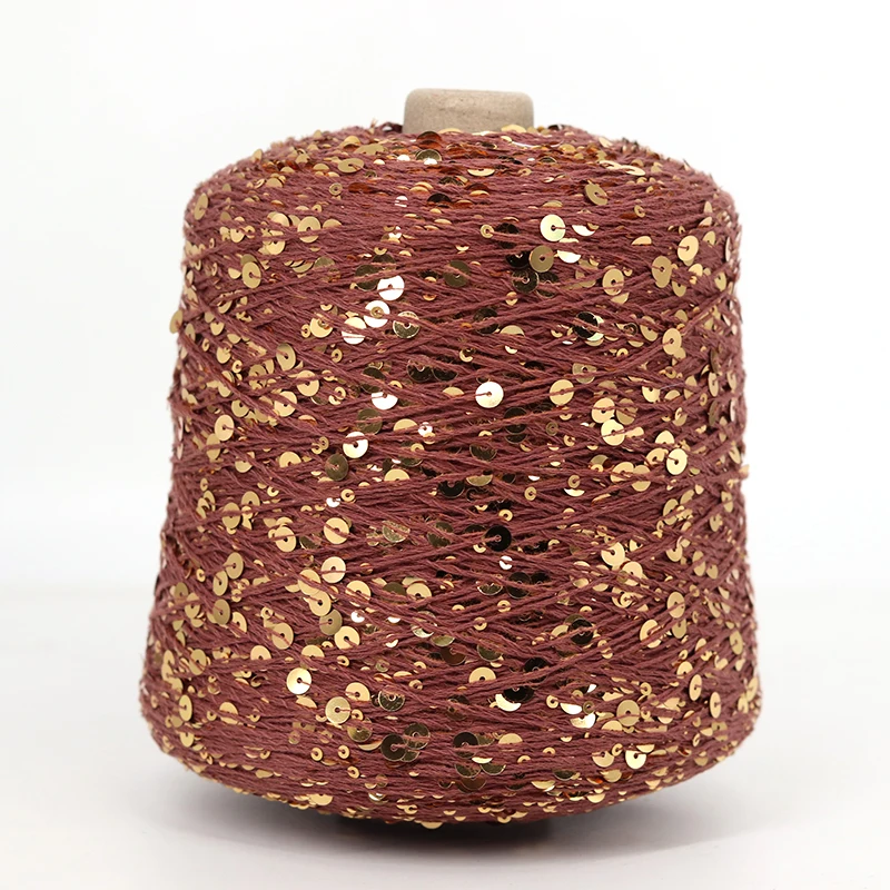 50G Acrylic Hand Knitiing Yarn Cotton Wool Crochet Yarn 3mm+6mm Sequins Thread For DIY Knitiing  Grament 5