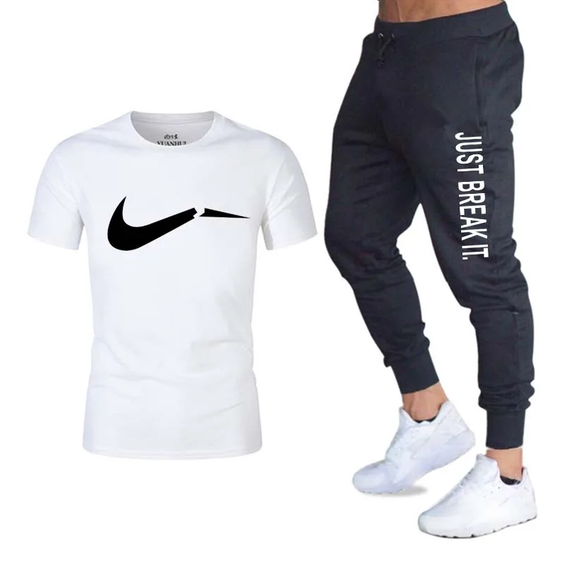 men'sBrand спортивной мужской костюм Бег футболка дамы спортивные костюмы+ летние туфли для бега трусцой фитнес-брюки спортивные - Цвет: Photo Color 15