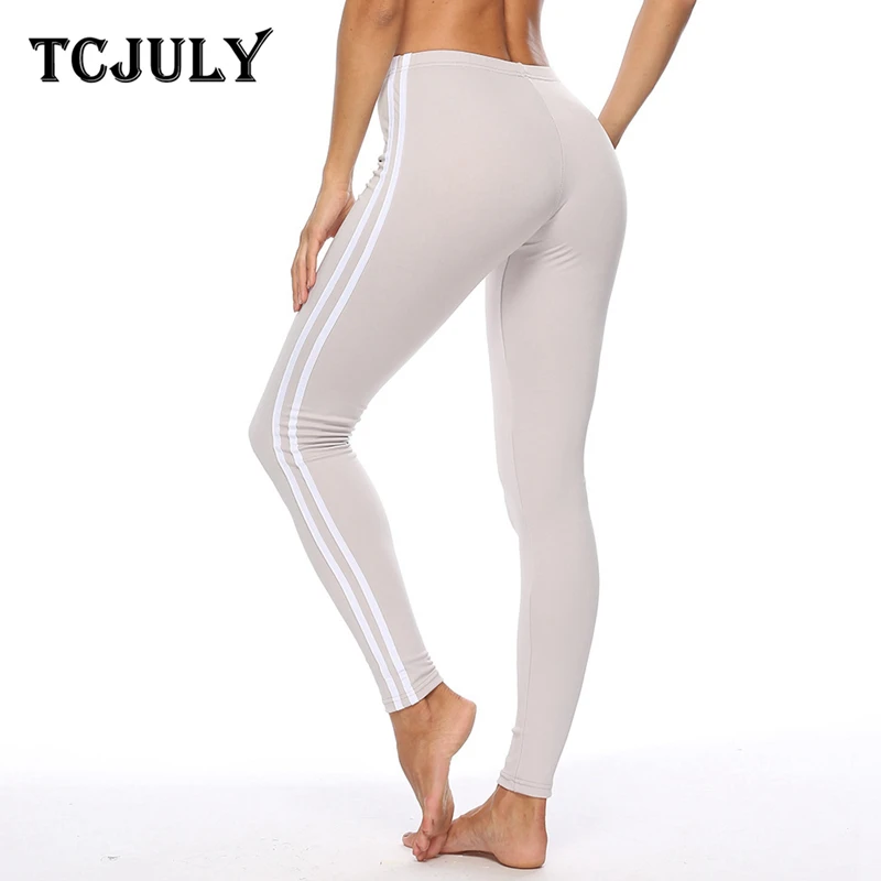 TCJULY, новинка, спортивная одежда, леггинсы в полоску сбоку, эластичная резинка на талии, тонкие, пуш-ап, длина по щиколотку, брюки, быстросохнущие эластичные леггинсы для женщин, фитнеса