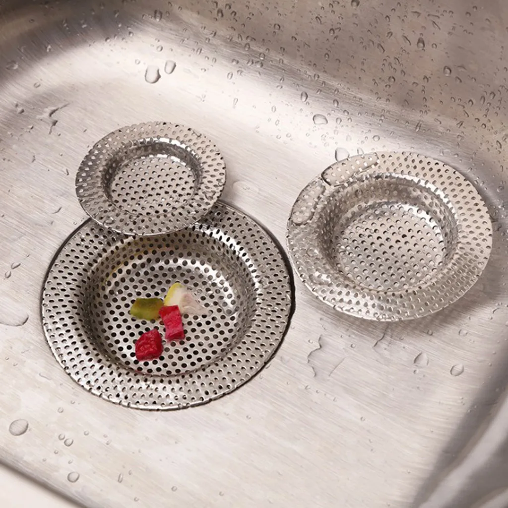 

3PC Sink Strainer Drain Cover Hair Catcher Shower Drain Sink Drain Strainer Stainless Steel Filter Kitchen Bathroom Supply M840#