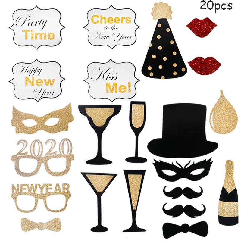 MEIDDING Christmas Decorations For Home Decor New Year Party Glasses Headband Photo Frame Props Xmas Gift Happu New Year Supply - Цвет: 20pcs photo props