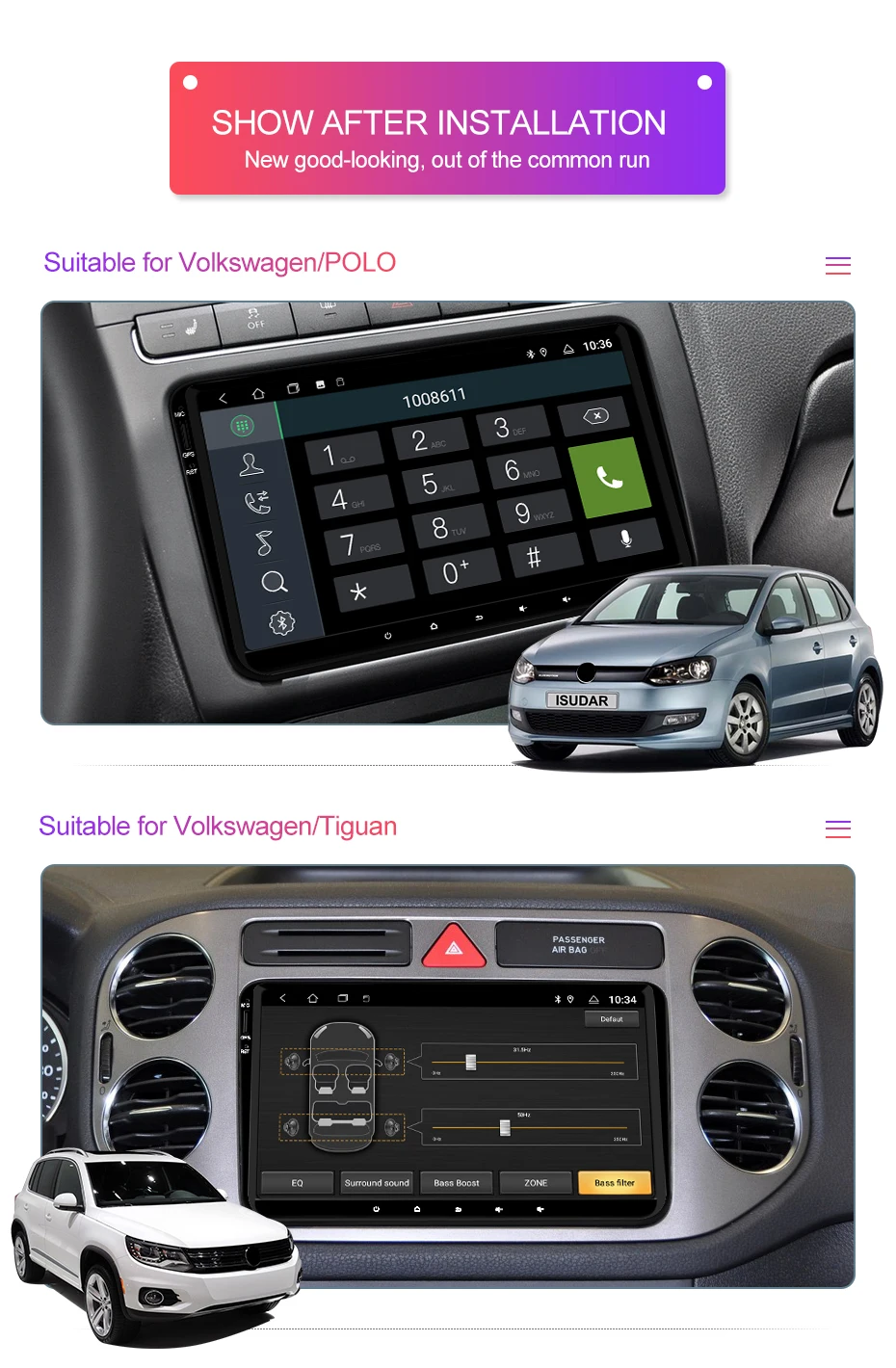 Isudar 1 Din Android 9 авто радио для VW/Volkswagen/POLO/PASSAT/Golf/Skoda/Octavia/сиденье автомобиля Мультимедиа gps Восьмиядерный ПЗУ 32 Гб FM