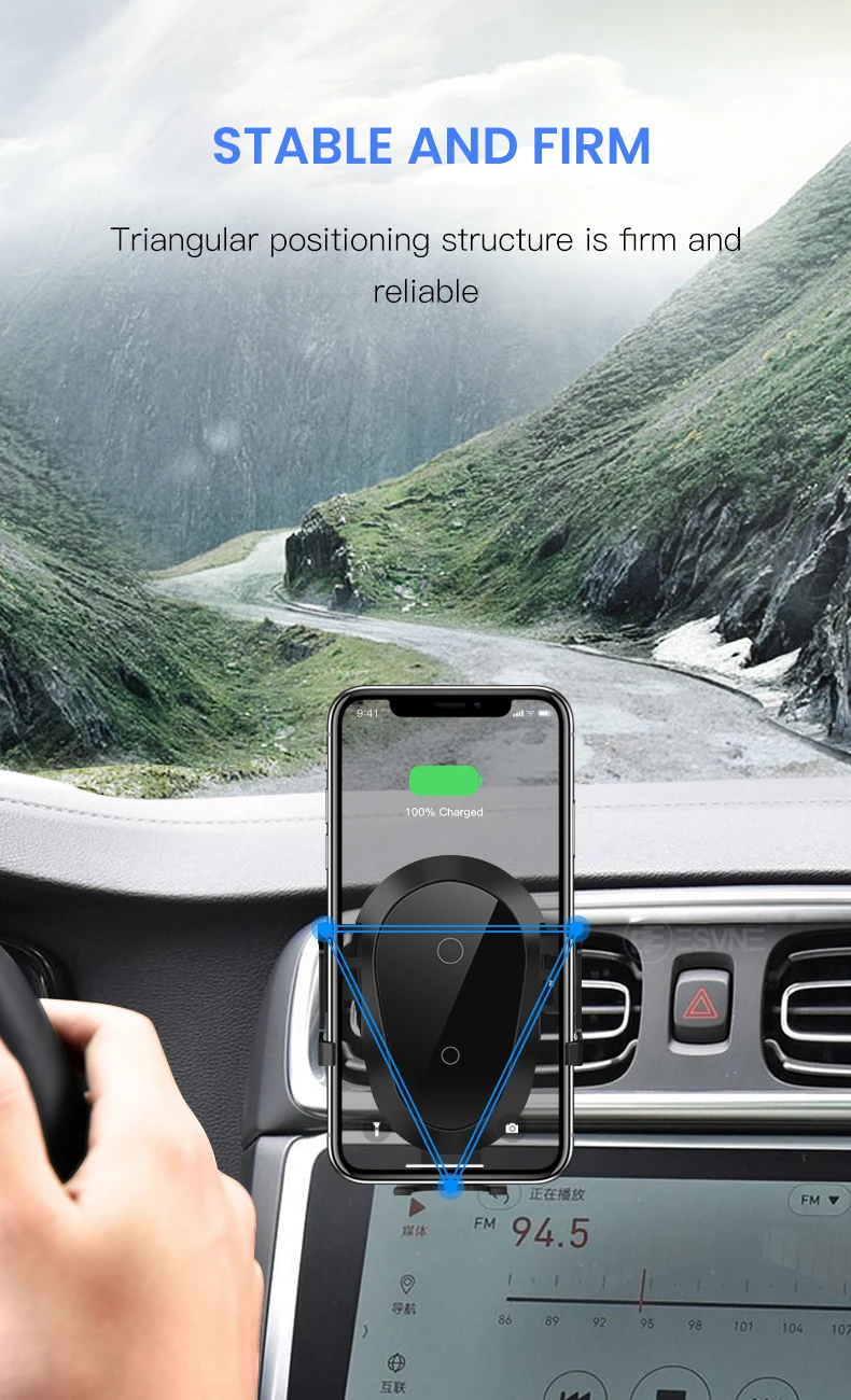 amzish 10W Car Phone Holder QI Wireless Charger For iPhone 8 X Max XS XR Samsung Xiaomi Car Phone Charging Fast Charge In Car