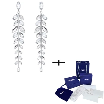 

SWA Exquisite New Leaf Long Earrings Fashion Elegant Ladies Earrings To Send Girlfriend Anniversary Gifts Fashion Jewelry