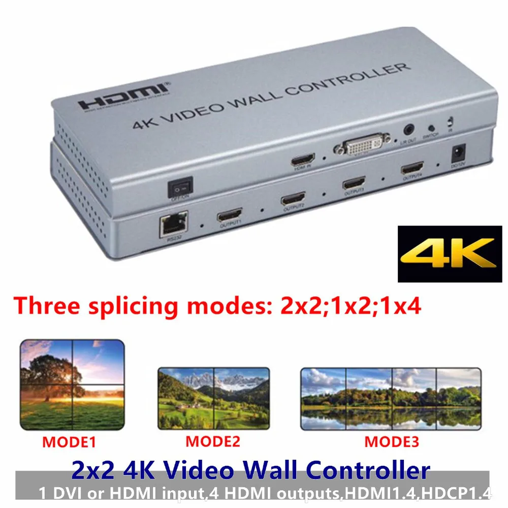 2x2 4K 1080P HDMI Video Wall Controller Adapter LCD Digital TV Hdmi DVI wall Processor 3ways Splitter For Display Equipment HDTV