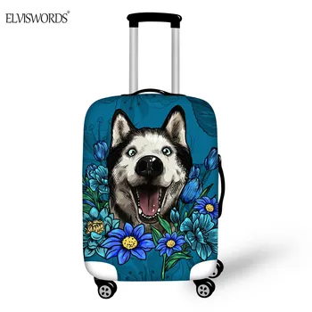 

ELVISWORDS Flower Dog Pianting Trolley Case Covers Thick Elastic Luggage Cover For 18"-32" Case Travel Accessories