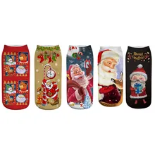 Дизайн, 5 пар, женские повседневные носки для работы и бизнеса, 3D Рождественский принт лося, носки средней длины, носки на год, подарок для взрослых