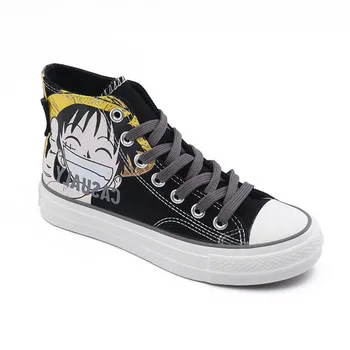 

Lufei canvas shoes female high help students Korean version of the wild new personality ins Japanese anime pirate king cloth shoes