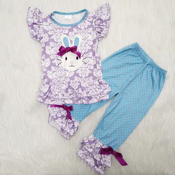 

Bunny screen print top match capris easter clothes kids clothing children