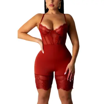 

New Womens Lace Bodysuit Leotard Tops Mesh Sleeveless Bodycon Jumpsuit Playsuit