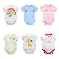 Barboteuse d'été à manches courtes pour bébés, vêtements de dessin animé pour garçons et filles, belle combinaison pour enfants 