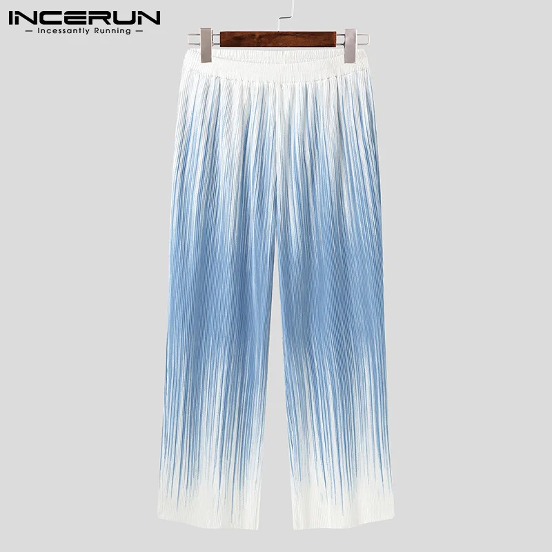 Men Pants Joggers Elastic Waist Gradient Streetwear Loose Wide Leg Trousers Men Cozy Casual Pantalones Hombre S-5XL INCERUN wide leg pants wide leg sweatpants