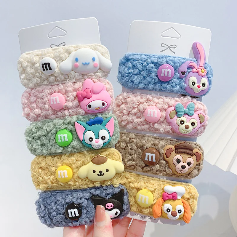 Kawaii Mymelody Kuromi Cinnamorol Onpompurin заколка для волос из ягненка простая милая девочка