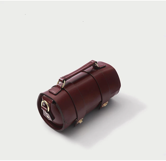 Unua amo Cylinder Handbag Women Luxury Genuine Leather Shoulder Bag Retro Round Bucket Totes Bags Ladies