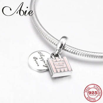 

New queen bag shape 925 Sterling Silver pink enamel fine Pendants Beads Fit Original Pandora Charm Bracelet Jewelry making