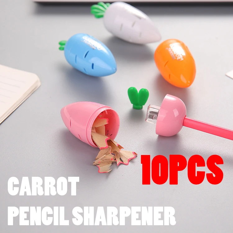 

10PC Kawaii Carrot Pencil Sharpener Cutter Knife Promotional Gift Stationery Double Control Cartoon Pencil Sharpener
