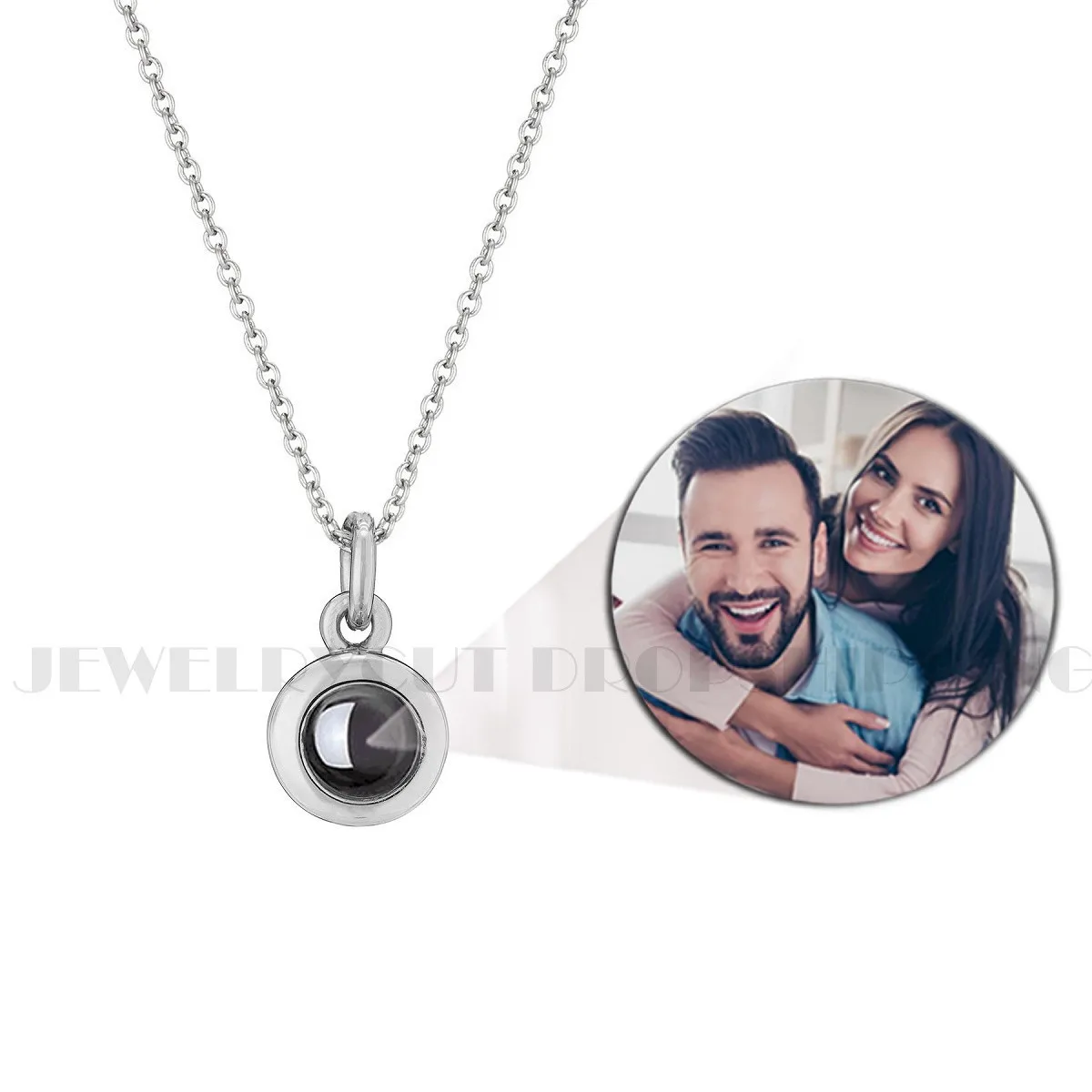 Gepersonaliseerde Cirkel Foto Ketting Eenvoudige Stijl Projectie Hanger Vakantie Anniversary