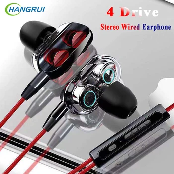 

Dual Drive Stereo Wired Earphone 4 Drive In-Ear Sport Mini Headset Handsfree Earphones Earbuds For IPhone Samsung Huawei Xiaomi