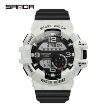 

SANDA New Men's Fashion Military Outdoor Sports Watch Dual Display Time Electronic Waterproof Clock Luminous Diving Wristwatches