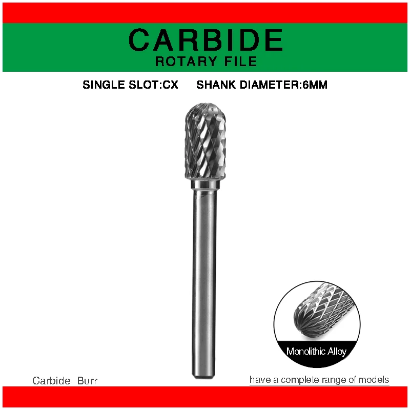 Herramientas de mano de metal duro, rebaba rotativa de Lima rotativa tipo CX, herramientas eléctricas de ranura única, herramientas y accesorios de trabajo de madera de 6mm-16mm