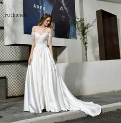 Les Robes De Mariage белые свадебные платья цвета слоновой кости 2019 с открытыми плечами Trajes De Novia для невесты