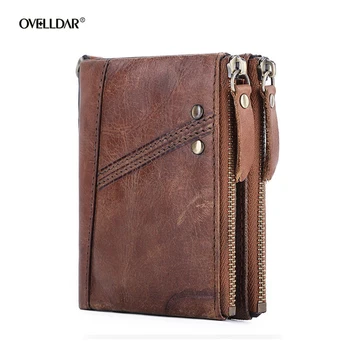 

RFID Men Wallet Promotion Excellent Genuine Leather Cowhide Hasp Short Design Zipper Clutch Vintage Man and Woman Coin Purses