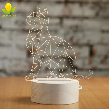 

Wholesale Cat Wood Base Table Lamp,Acrylic Led Night Light