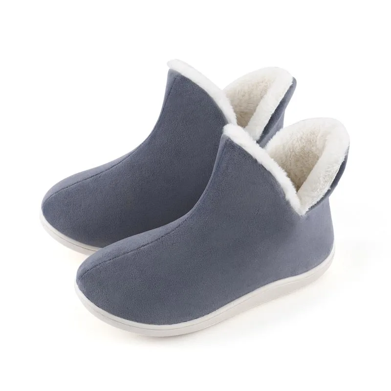 

New Winter Women Boots Various Fabric Flock Snow Boots Couple Shoes Flat Solid Plush Shallow Boots Ankle Slip-on Round Toe