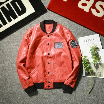 

Autumn New Leather Jacket Men's Fashion Solid Color Casual Baseball Uniform Jacket Man Streetwear Hip Hop Loose Bomber Jacket