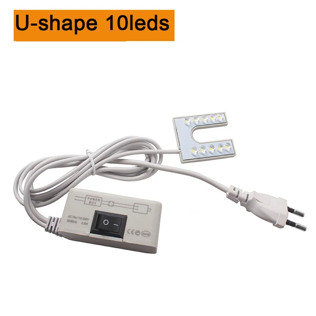 Super Bright LED Sewing Machine Light 10/20/30 LED Multifunctional Gooseneck Work Lamp for Lathes,Drill Presses,Workbenches U shape 10leds