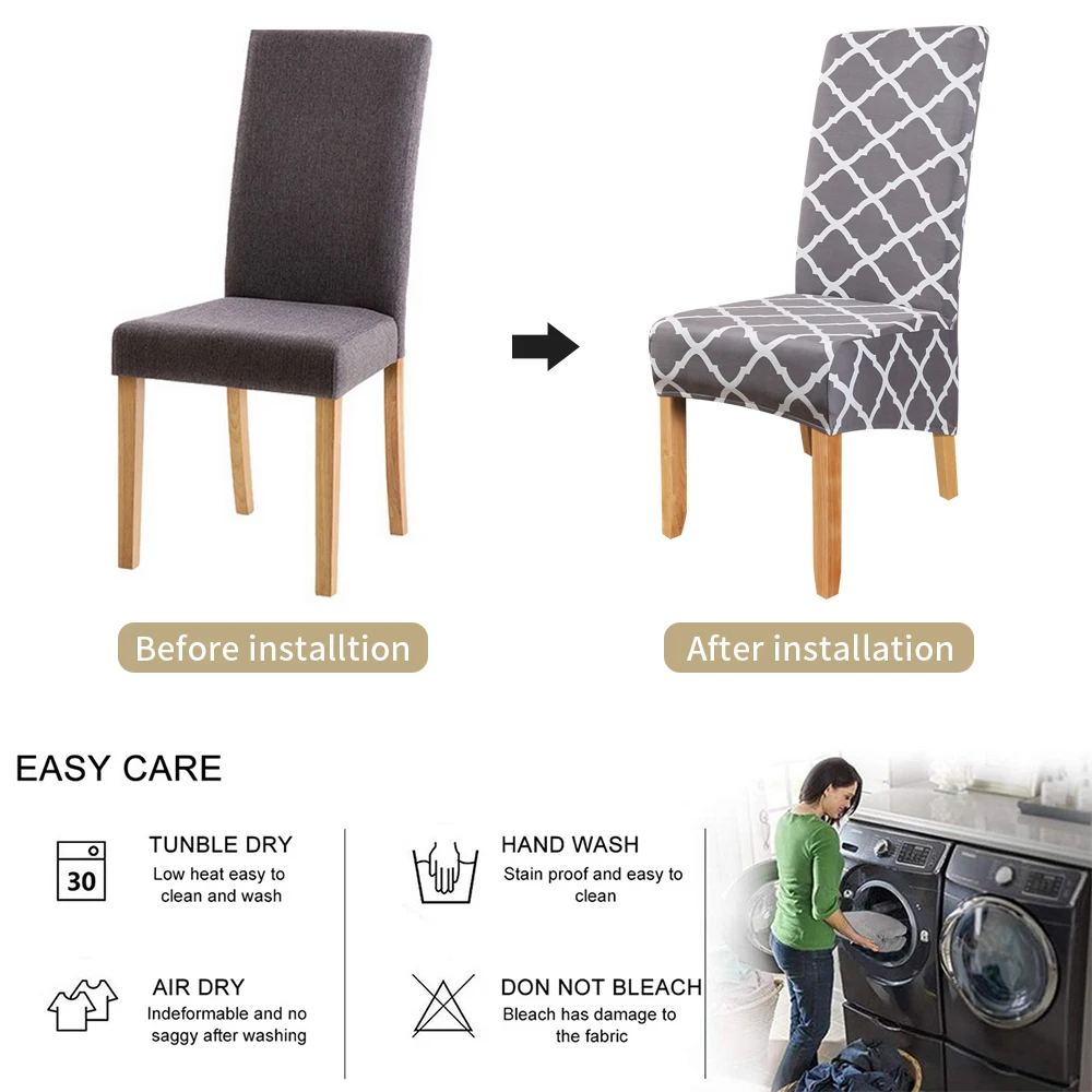 1/2/4/6pcs Long And Long Slanting Style Stretch Elastic Dining Chair Cover Slipcovers Protector Anti-Dust  Furniture Decor New