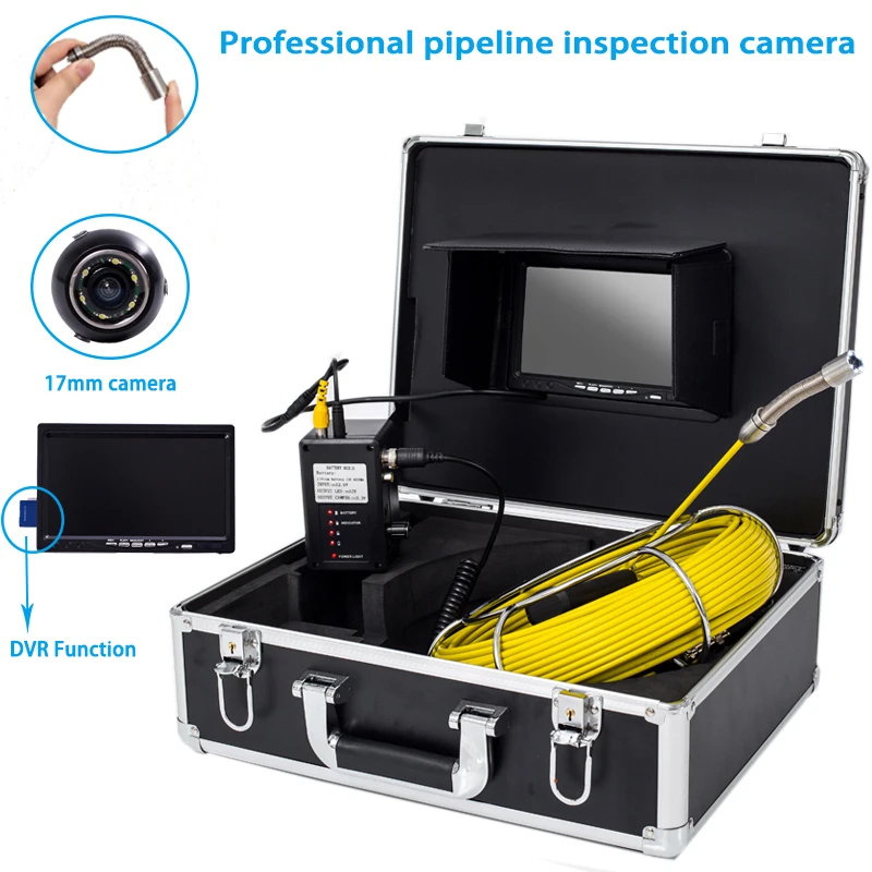 

7 " LCD Screen 17mm Industrial CCTV Pipeline Sewer Drain Endoscope Inspection Camera System With DVR Video Recorder 20m Cable