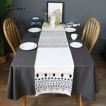 

FSISLOVER New Ins Table Runners Nordic Morocco Style Tassel Table Runner Light Luxury Style Home Party Decorative Table Cloth