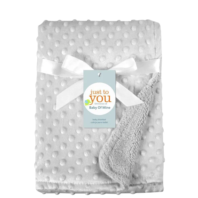 76*102cm Cute Infant Baby Warm Double Layer Blanket Swaddle Bedding Accessories Cotton blend Material Summer Blankets - Цвет: Серый