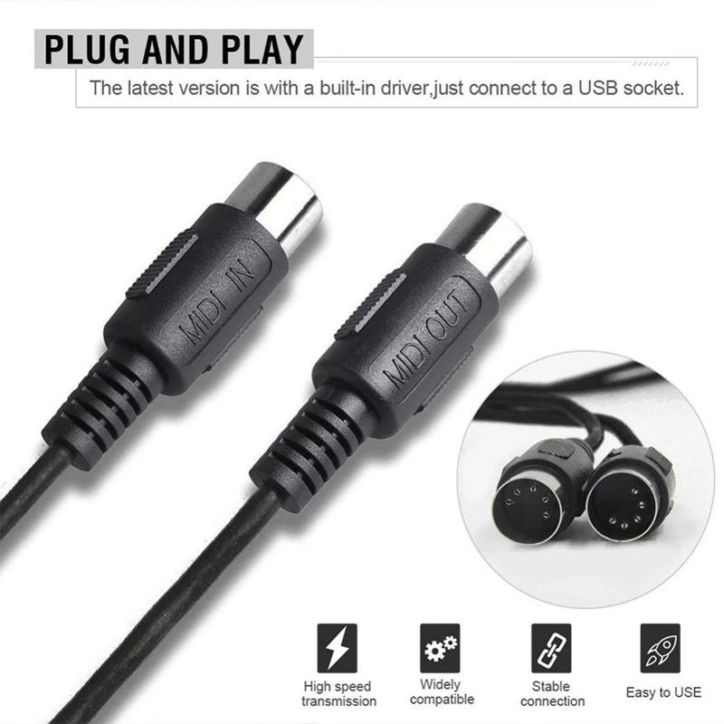 USB до 2 MIDI интерфейс кабель-адаптер конвертер для электрического пианино барабан