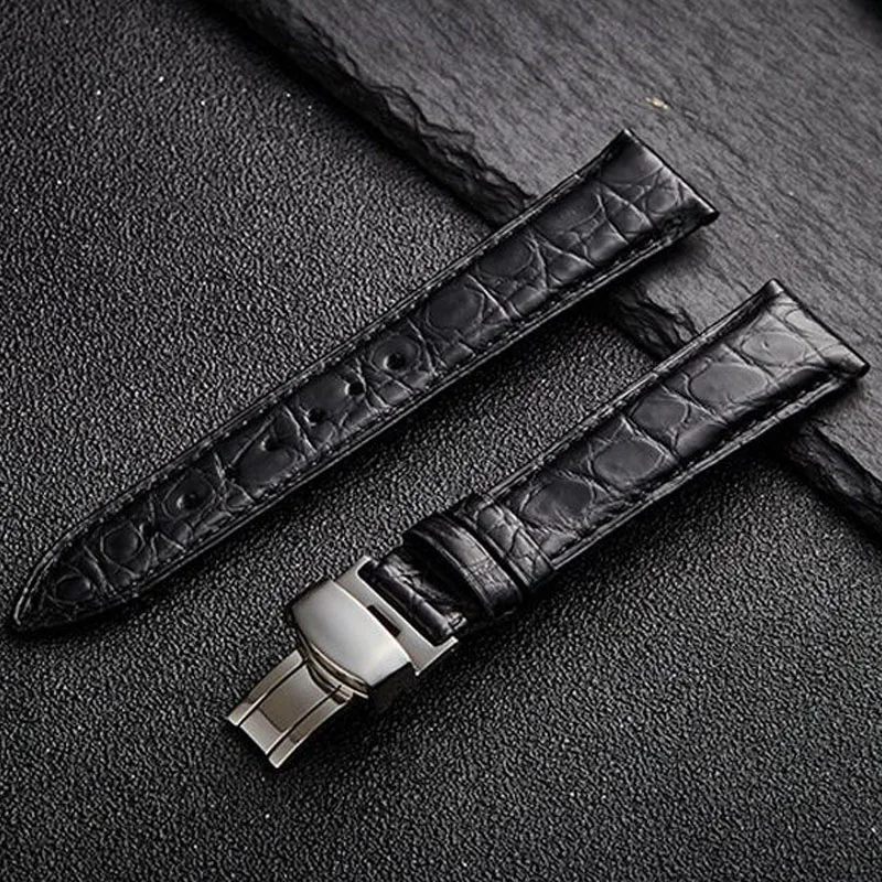 Double Sided Crocodile Genuine Leather Watchband 14mm -22mm Watch Band Alligator Watch Strap Band With Butterfly Buckle
