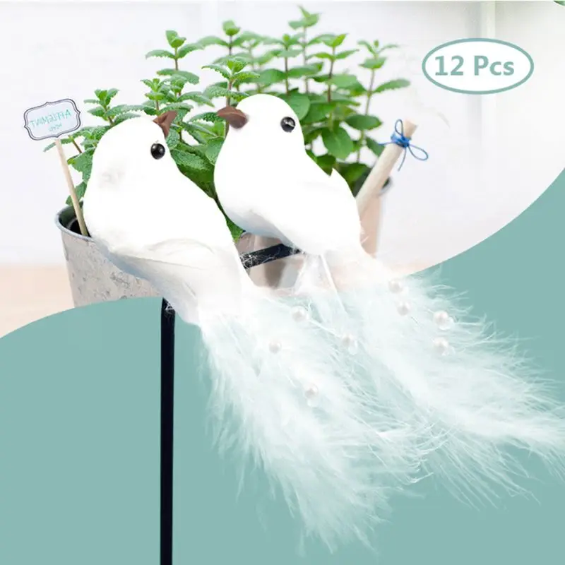 12 шт. искусственный пенный перо имитация птицы с зажимами для рождественской елки Dec