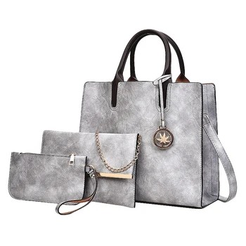 

3PCS Women's Bag Set Fashion PU Leather Ladies Handbag Solid Color Messenger Bag Shoulder Bag Wallet Bags for Women