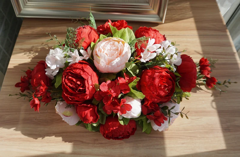 Искусственные цветы для свадьбы DIY Декор стол Пион цветок бегун искусственный ряд цветов Подиум букет вечерние украшения дома