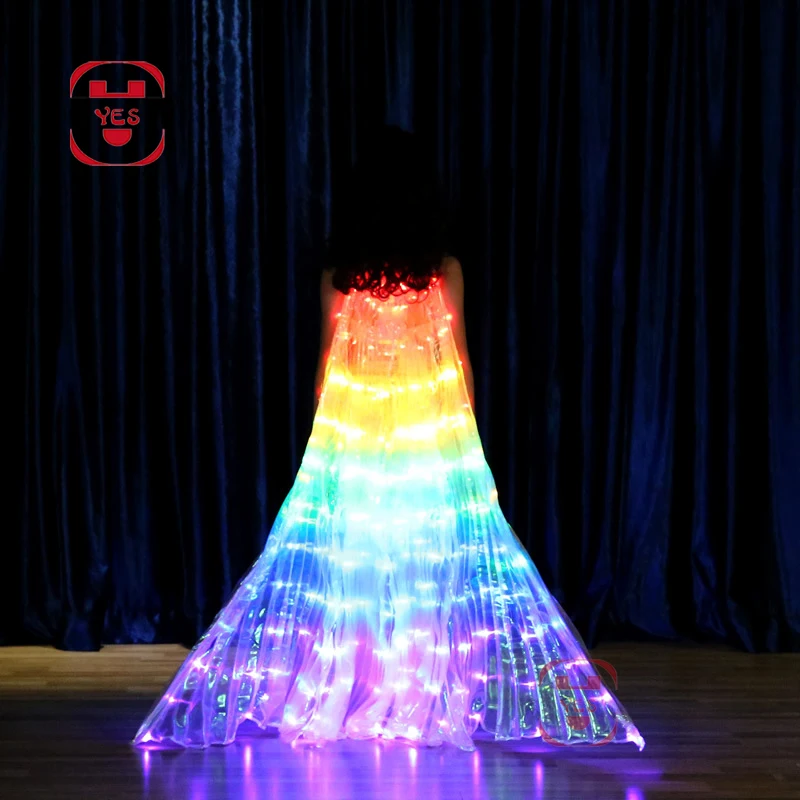 

LED Colorful Rainbow Butterfly Wings Isis luminous Wings Belly Dance Ballet Costume Stage Performance Props Wings Party Gift