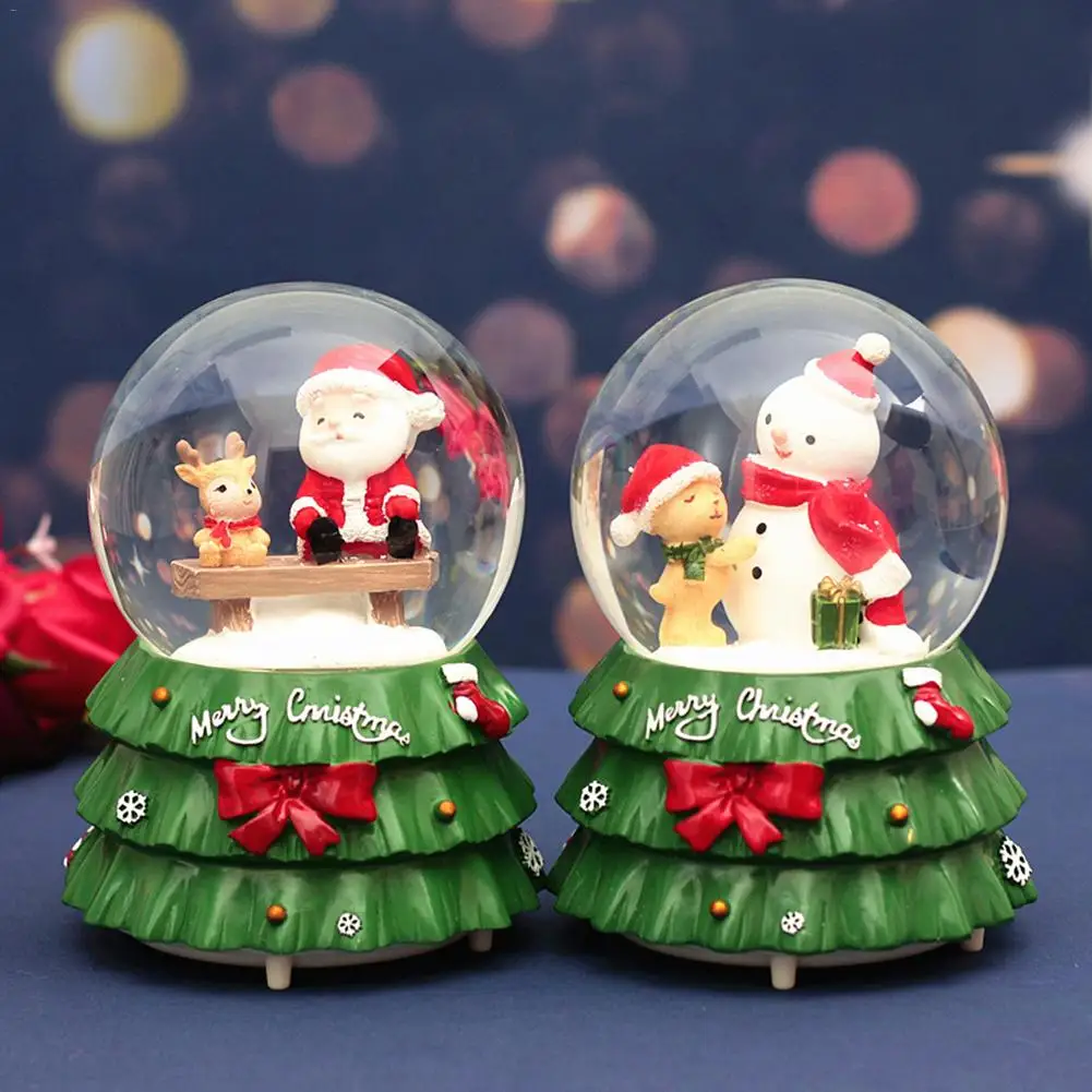 Рождественский снежный шар Снежный дом хрустальный шар вращающийся светильник Голосовое управление музыкальная шкатулка подарок на день рождения для подруги