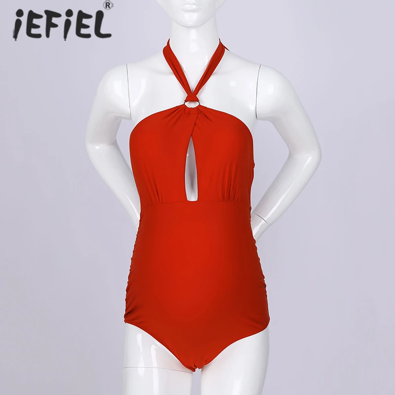 Maternity Swimsuits One Piece Halter Open Back Pregnancy Monokini Swimwear Pregnant Woman Bikini Bathing Suit Tankinis Beachwear