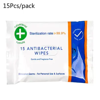 

15 Sheets/Pack Disinfectant Wet Wipes Disposable Alcohol Sterilization Tissue T4MB