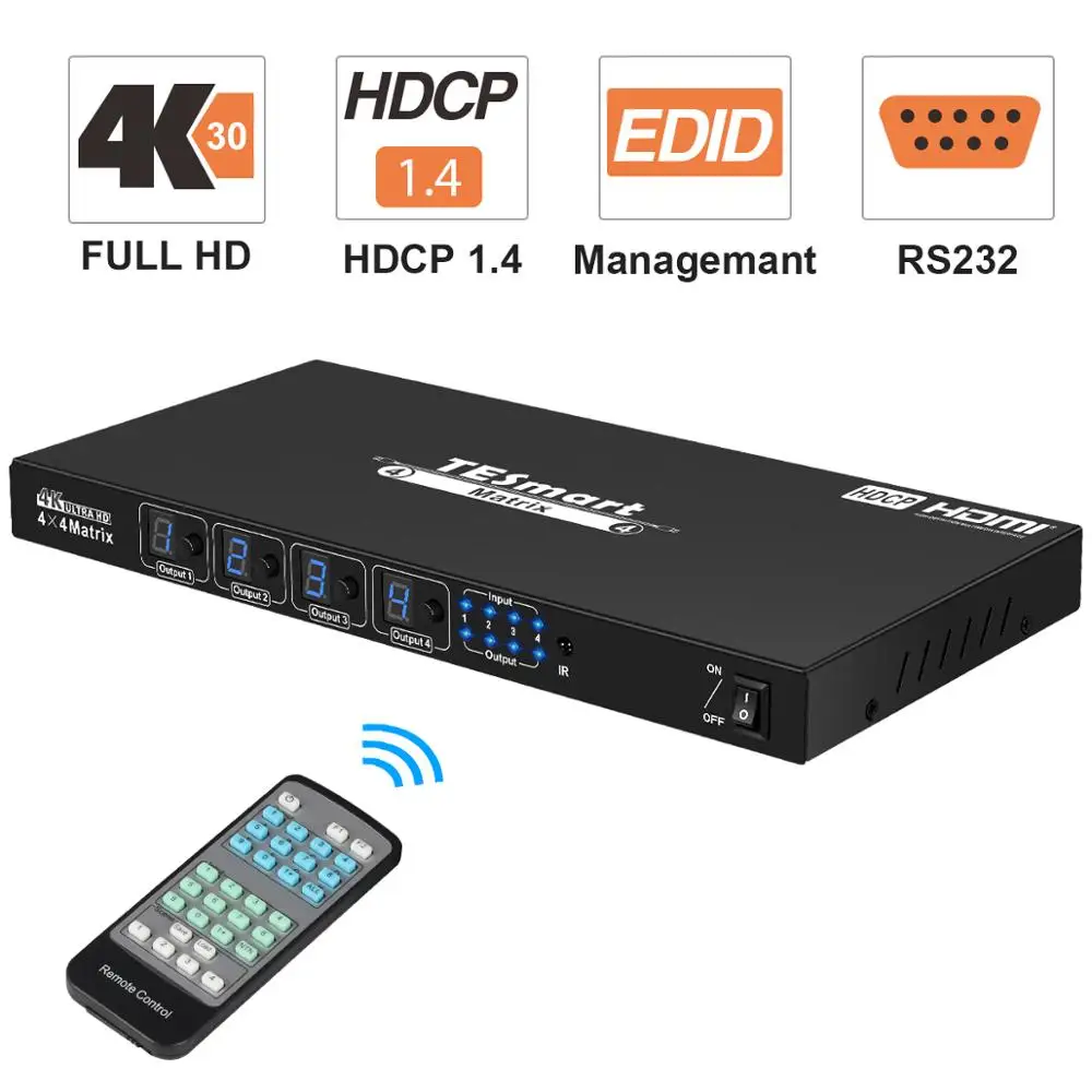 HDMI Matrix Sup port s Ultra HD 4K x 2K @ 30HZ HDCP1.3 3D 4 портовые входы и выходы с RS232 | Компьютеры офис
