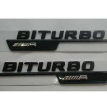Матовый Черный Крыло 3D буквы для BITURBO/AMG эмблемы значки для Mercedes AMG