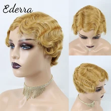 100% Brazilian Virgin Human Hair Wigs Machine Made Non Lace Short Pixie Cut Wigs For Black Women Honey Blonde Colored Hair Wig