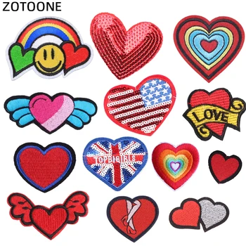 

ZOTOOON Love Heart Patches Rainbow Stripes Iron on Patches for Clothing Embroidered Patches on Clothes Applique DIY Patch Badges