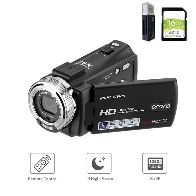 ORDRO V12 Video Camera Camcorder Full HD 1080P 30FPS Infrared Night